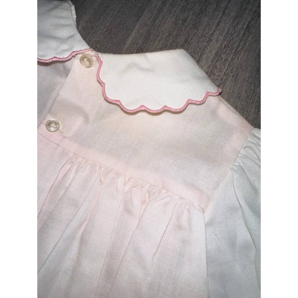 A9 Vintage Cherubs New York Infant Pink Dress Smock Flower Ruffle Rose 24 Months